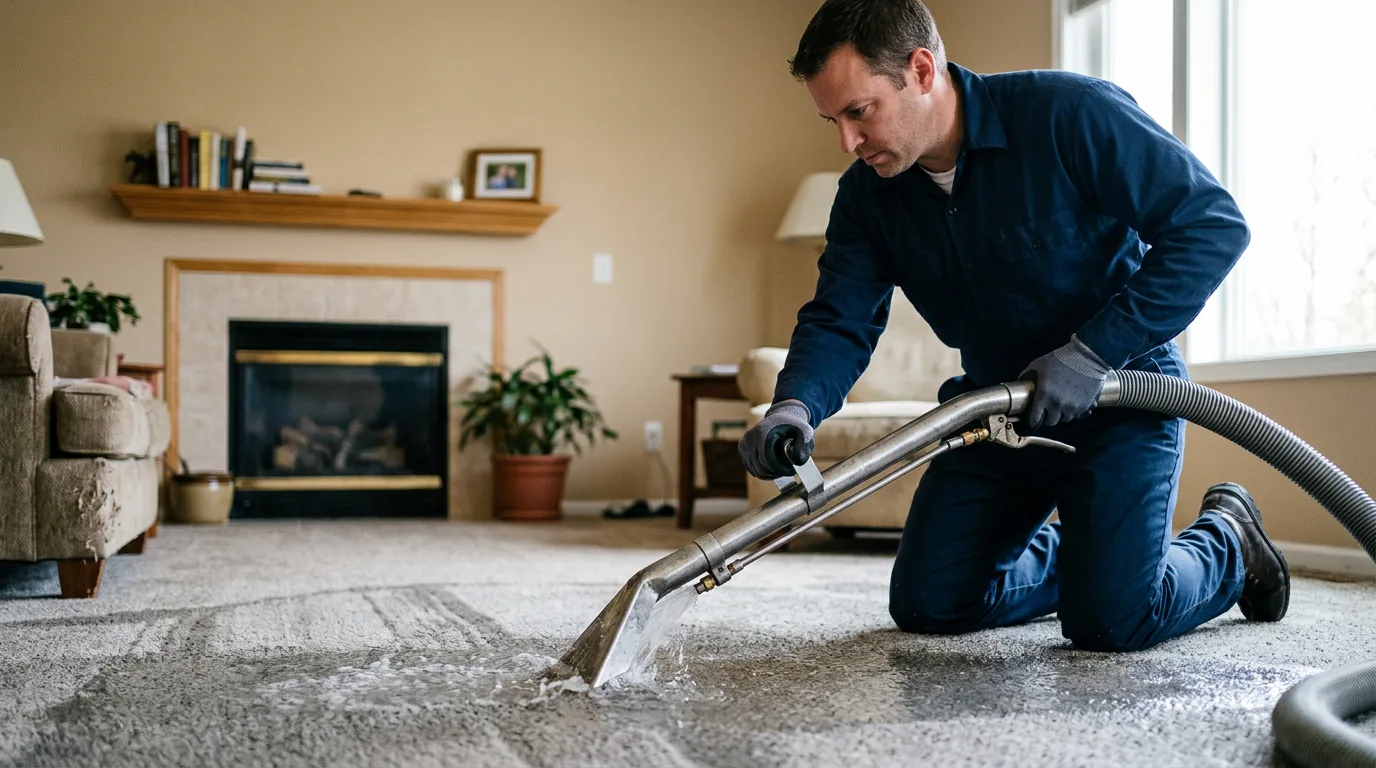 Water damage restoration technician working near Brinson, GA